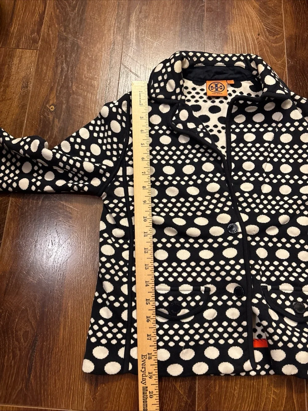 Tory Burch Elijah Jacket Blazer Navy Blue Dots Womens XSmall Button Front